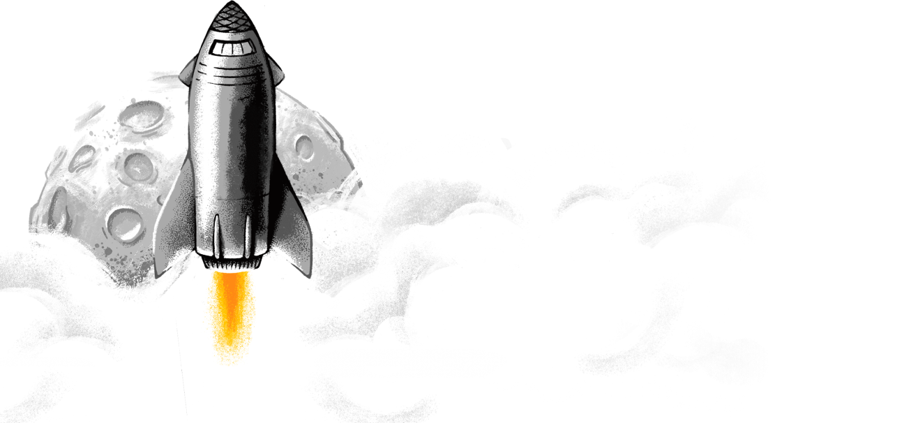 Rocket with cloud